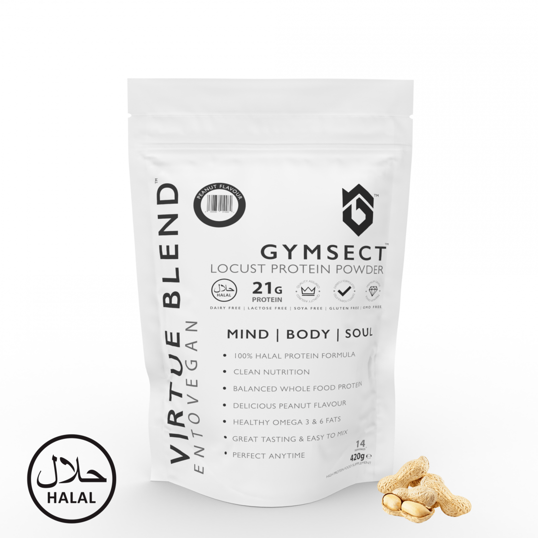 GYMSECT VIRTUE BLEND Peanut Flavour Locust Protein Powder (Front)