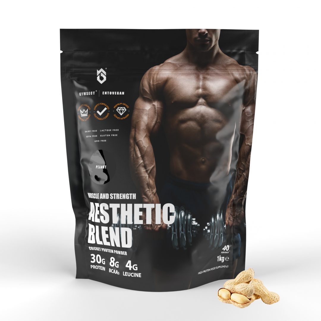GYMSECT AESTHETIC BLEND Peanut Flavour Cricket Protein Powder (Front)